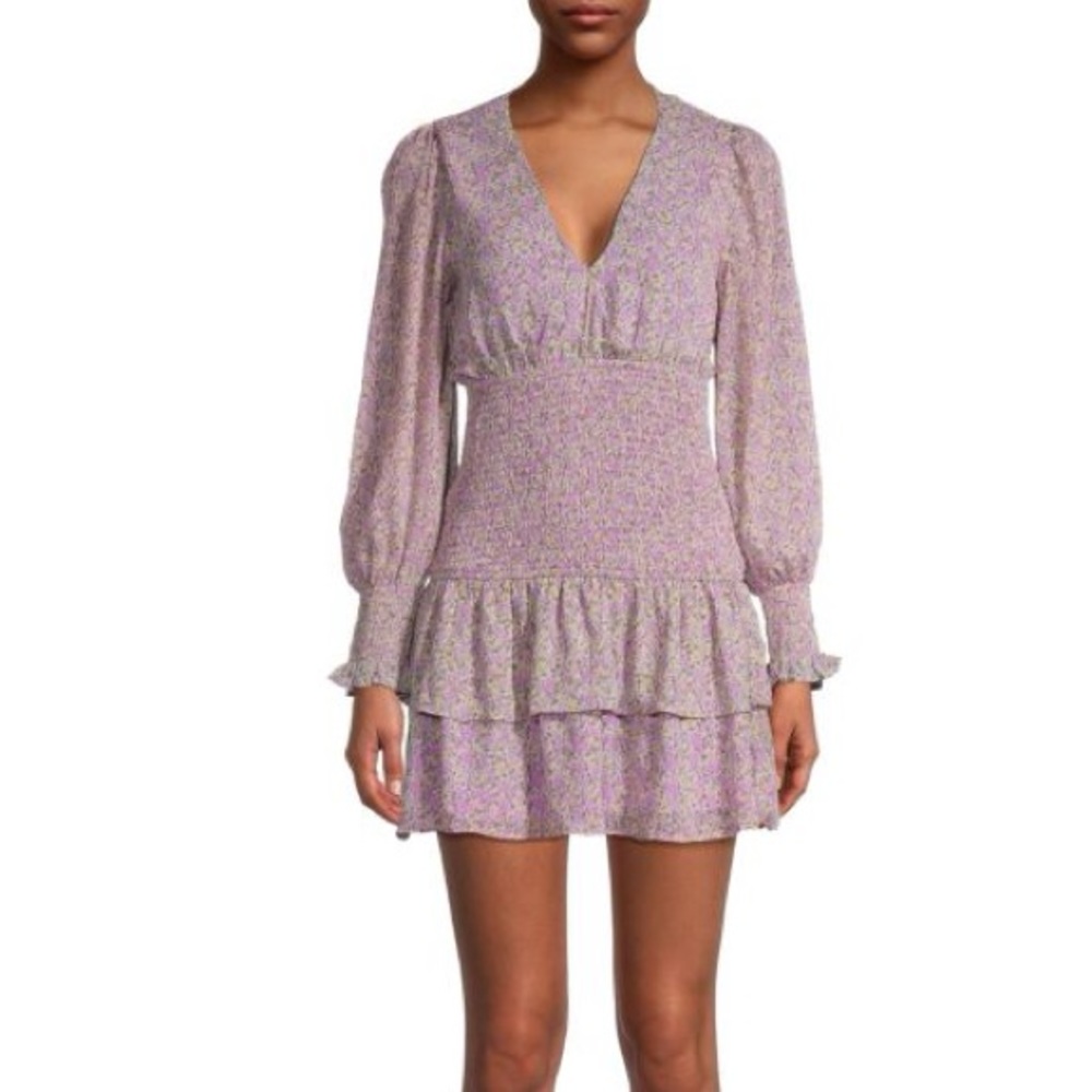 LUSH Floral-Print Smocked Mini Dress